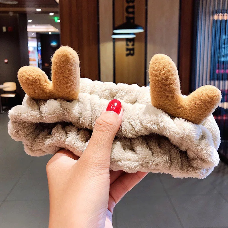 Wash Face Hair Holder Hairbands Soft Warm Coral Fleece Bow Animal Ears Headband for Women Girls Turban Fashion Hair Accessories