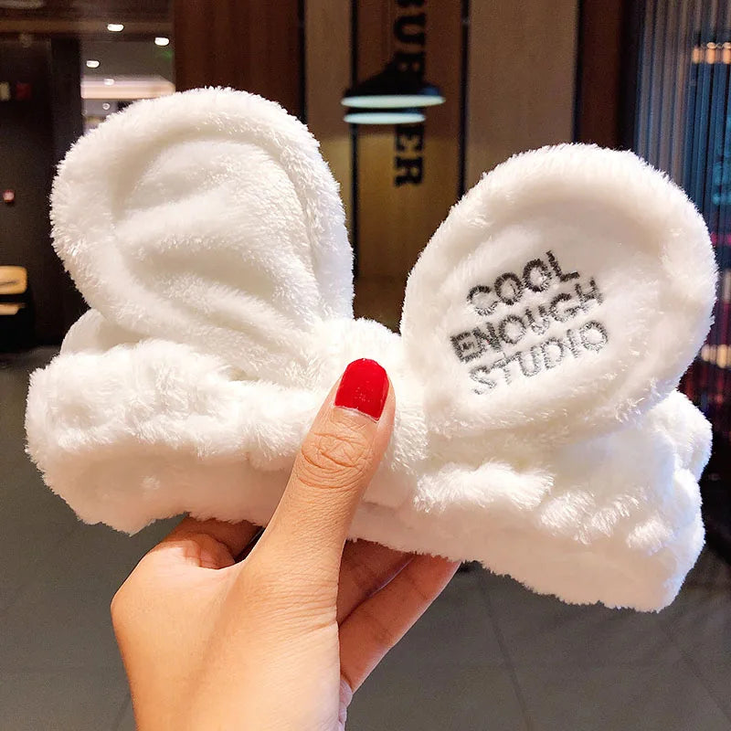 Wash Face Hair Holder Hairbands Soft Warm Coral Fleece Bow Animal Ears Headband for Women Girls Turban Fashion Hair Accessories