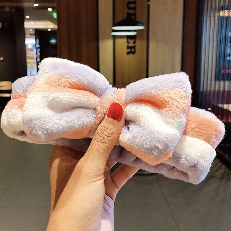 Wash Face Hair Holder Hairbands Soft Warm Coral Fleece Bow Animal Ears Headband for Women Girls Turban Fashion Hair Accessories