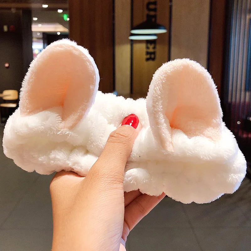 Wash Face Hair Holder Hairbands Soft Warm Coral Fleece Bow Animal Ears Headband for Women Girls Turban Fashion Hair Accessories