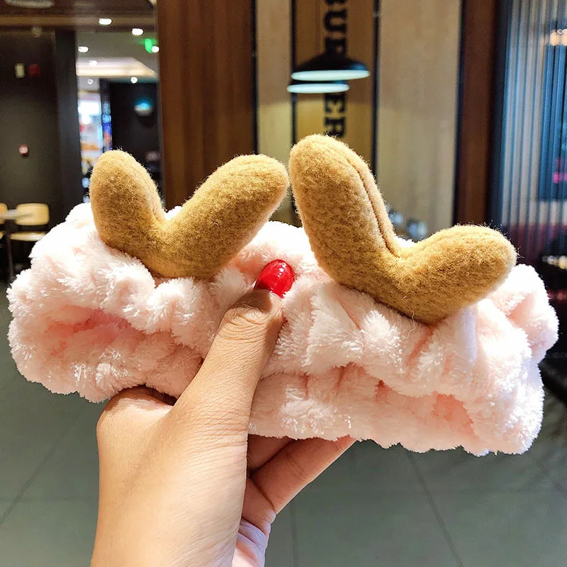 Wash Face Hair Holder Hairbands Soft Warm Coral Fleece Bow Animal Ears Headband for Women Girls Turban Fashion Hair Accessories