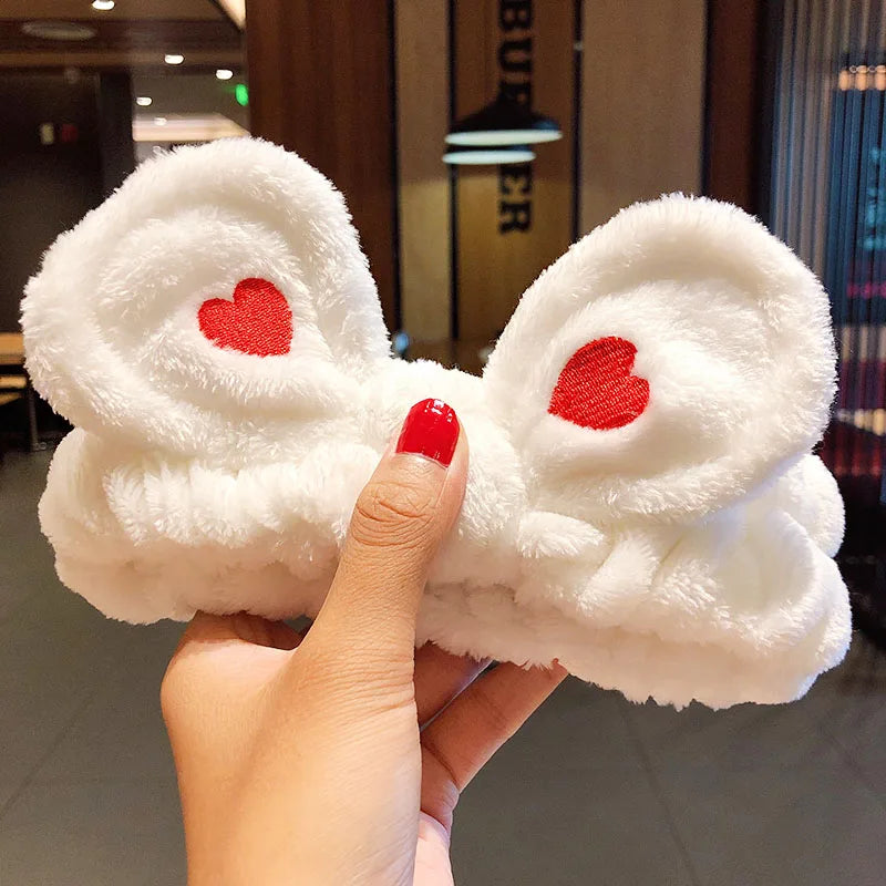 Wash Face Hair Holder Hairbands Soft Warm Coral Fleece Bow Animal Ears Headband for Women Girls Turban Fashion Hair Accessories