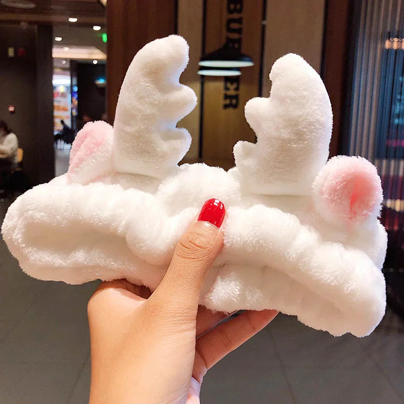 Wash Face Hair Holder Hairbands Soft Warm Coral Fleece Bow Animal Ears Headband for Women Girls Turban Fashion Hair Accessories