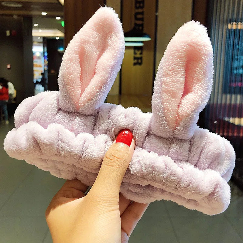 Wash Face Hair Holder Hairbands Soft Warm Coral Fleece Bow Animal Ears Headband for Women Girls Turban Fashion Hair Accessories