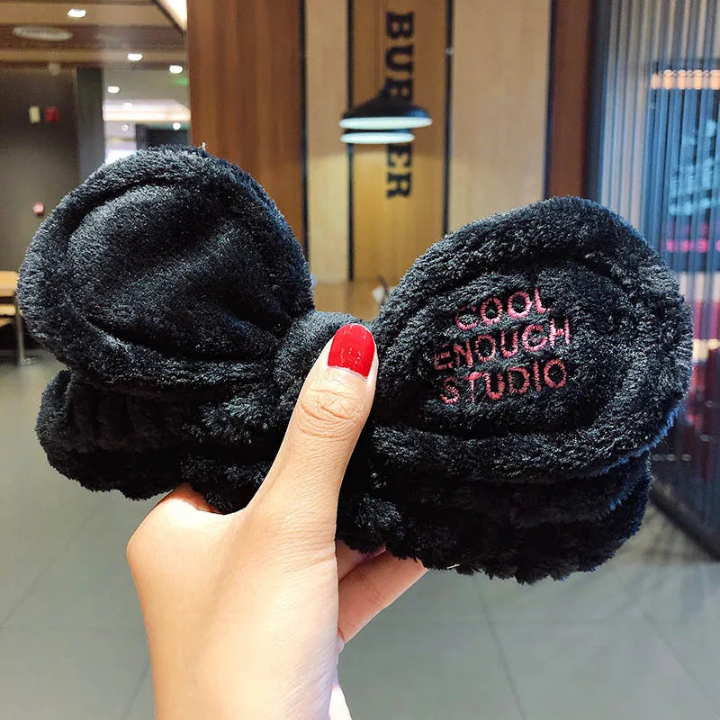 Wash Face Hair Holder Hairbands Soft Warm Coral Fleece Bow Animal Ears Headband for Women Girls Turban Fashion Hair Accessories