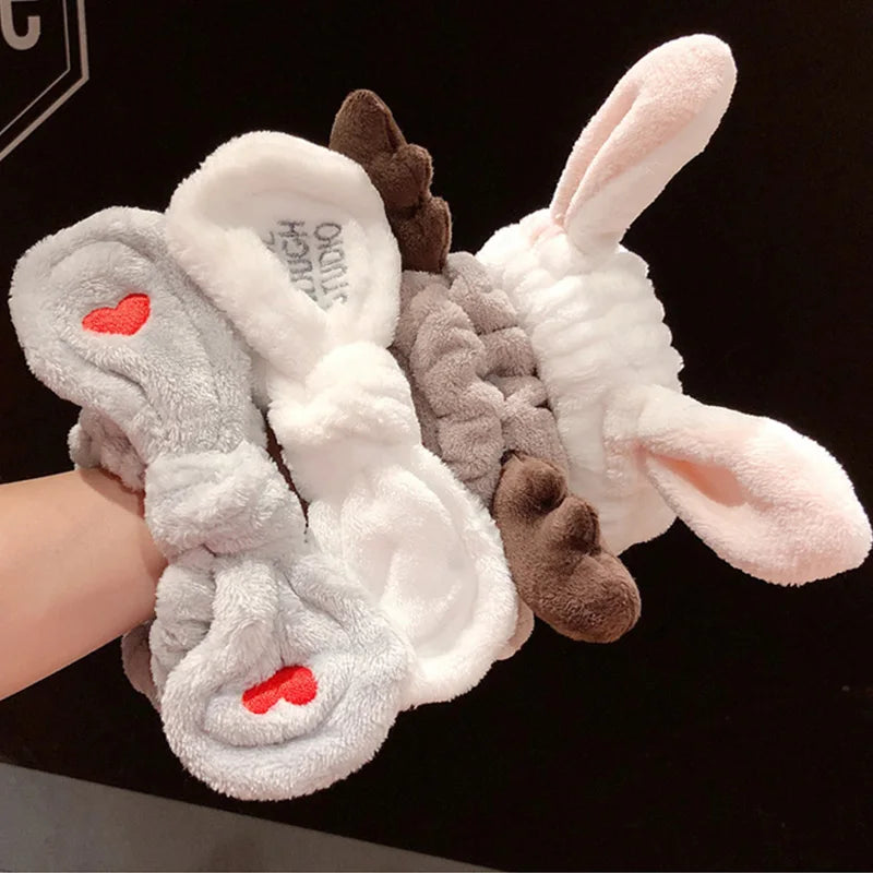 Wash Face Hair Holder Hairbands Soft Warm Coral Fleece Bow Animal Ears Headband for Women Girls Turban Fashion Hair Accessories