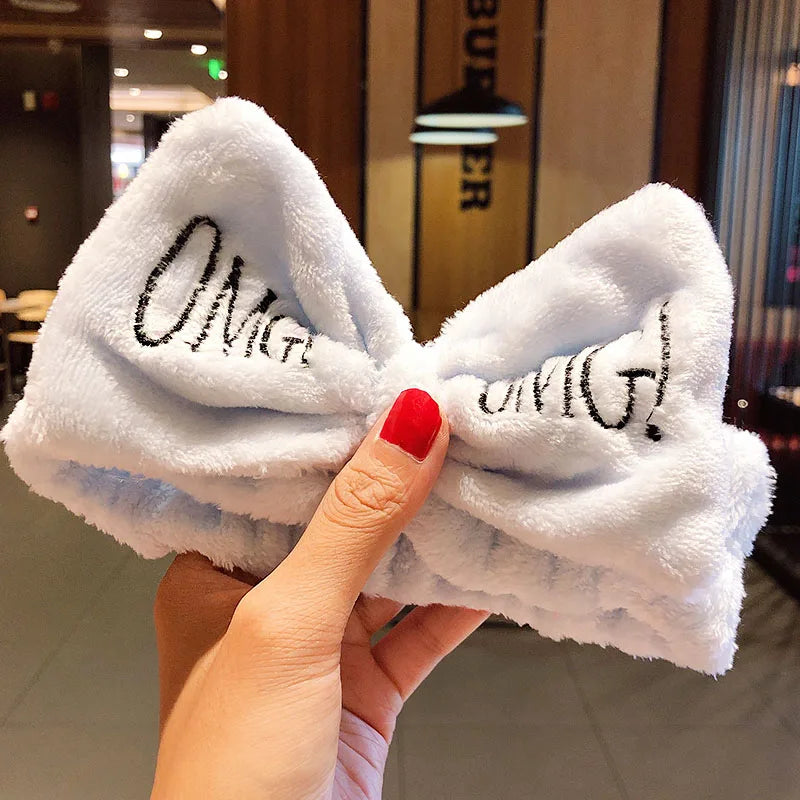 Wash Face Hair Holder Hairbands Soft Warm Coral Fleece Bow Animal Ears Headband for Women Girls Turban Fashion Hair Accessories