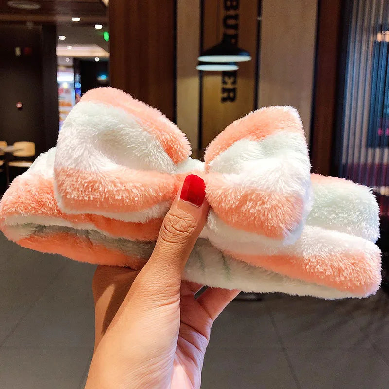 Wash Face Hair Holder Hairbands Soft Warm Coral Fleece Bow Animal Ears Headband for Women Girls Turban Fashion Hair Accessories