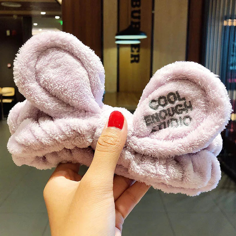 Wash Face Hair Holder Hairbands Soft Warm Coral Fleece Bow Animal Ears Headband for Women Girls Turban Fashion Hair Accessories