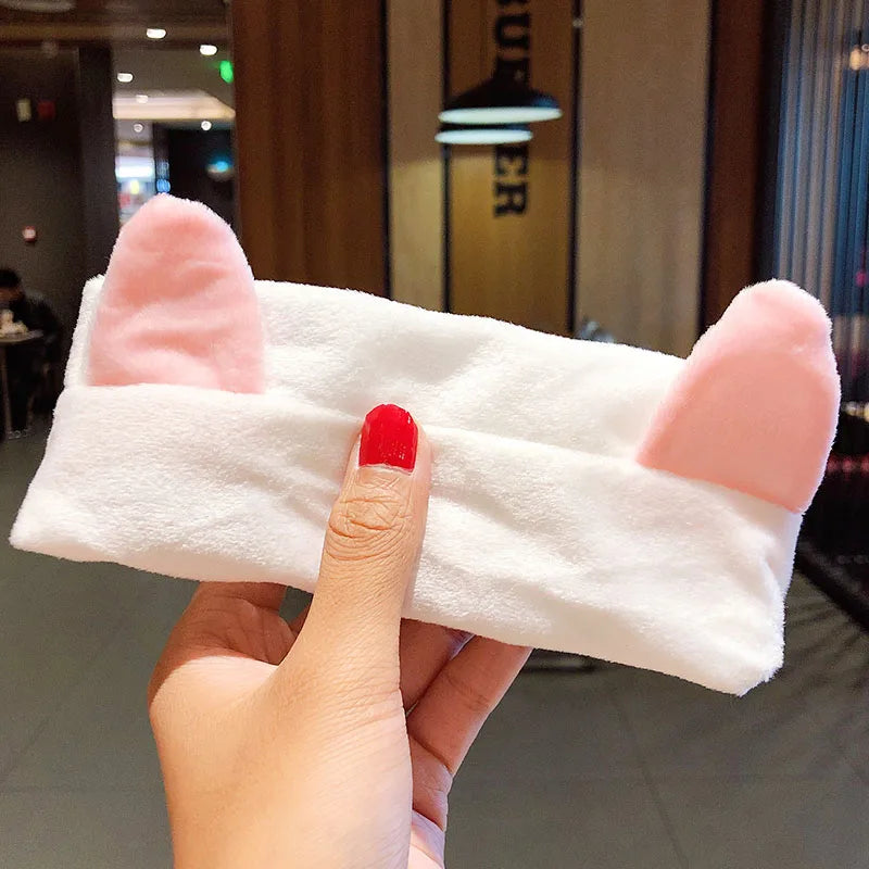 Wash Face Hair Holder Hairbands Soft Warm Coral Fleece Bow Animal Ears Headband for Women Girls Turban Fashion Hair Accessories