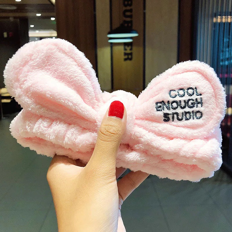 Wash Face Hair Holder Hairbands Soft Warm Coral Fleece Bow Animal Ears Headband for Women Girls Turban Fashion Hair Accessories