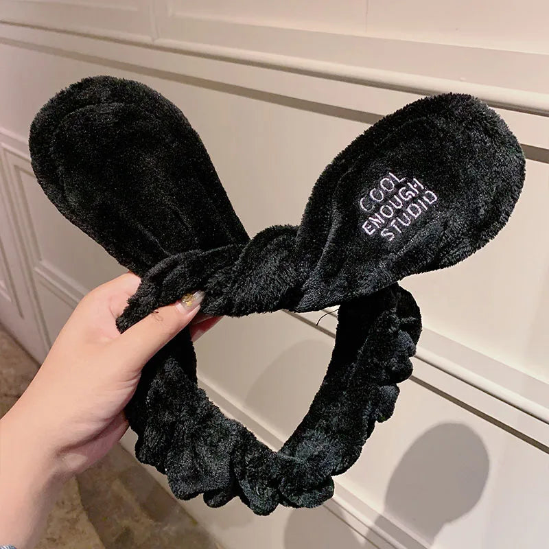 Wash Face Hair Holder Hairbands Soft Warm Coral Fleece Bow Animal Ears Headband for Women Girls Turban Fashion Hair Accessories