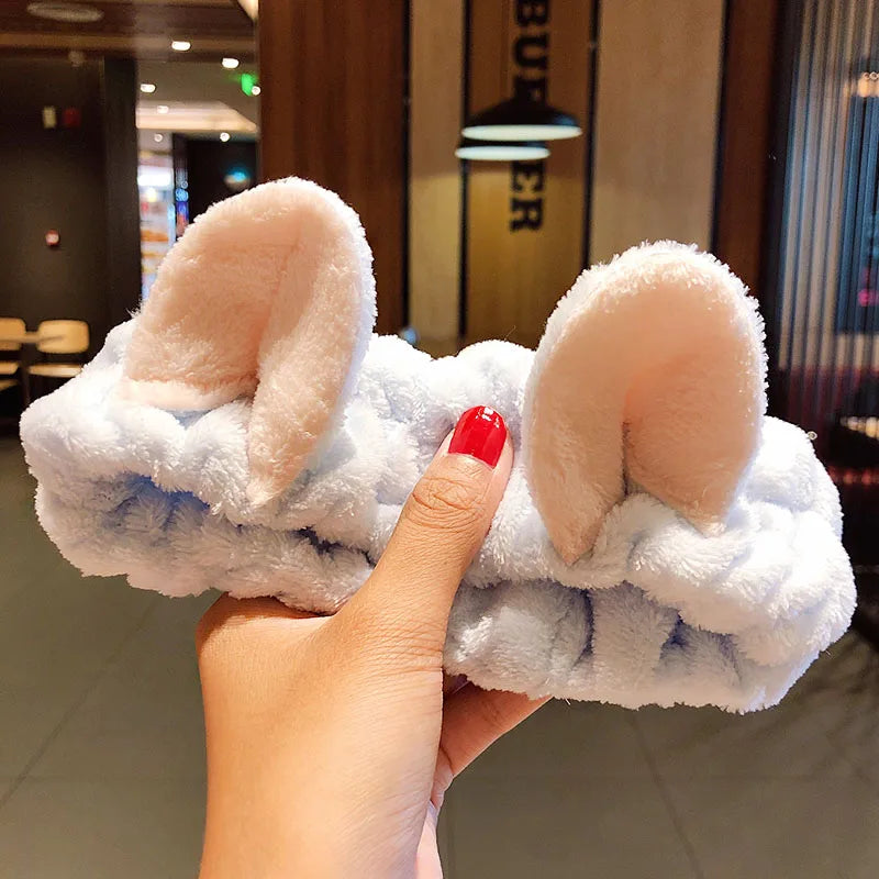 Wash Face Hair Holder Hairbands Soft Warm Coral Fleece Bow Animal Ears Headband for Women Girls Turban Fashion Hair Accessories