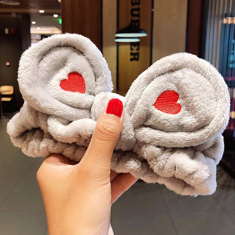 Wash Face Hair Holder Hairbands Soft Warm Coral Fleece Bow Animal Ears Headband for Women Girls Turban Fashion Hair Accessories