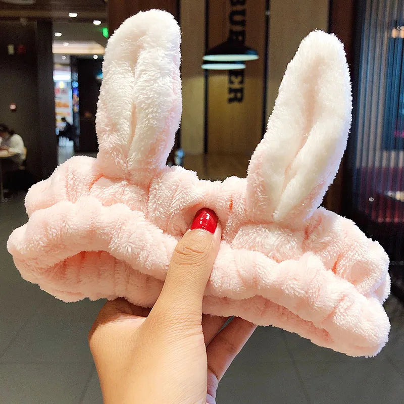 Wash Face Hair Holder Hairbands Soft Warm Coral Fleece Bow Animal Ears Headband for Women Girls Turban Fashion Hair Accessories