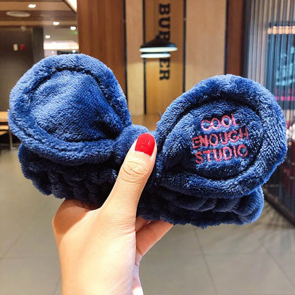 Wash Face Hair Holder Hairbands Soft Warm Coral Fleece Bow Animal Ears Headband for Women Girls Turban Fashion Hair Accessories