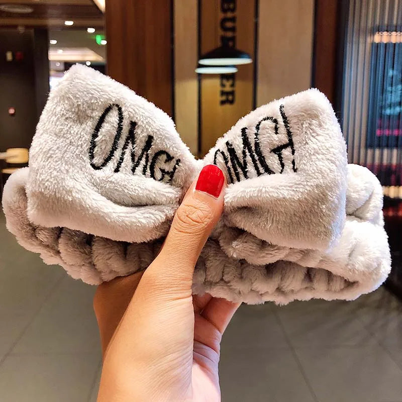 Wash Face Hair Holder Hairbands Soft Warm Coral Fleece Bow Animal Ears Headband for Women Girls Turban Fashion Hair Accessories