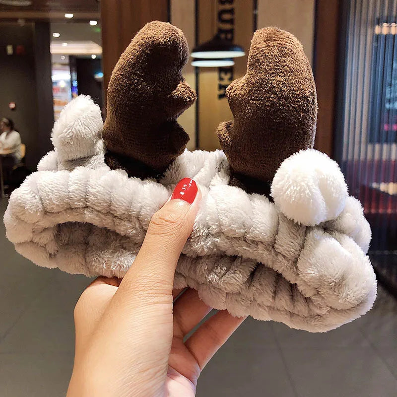 Wash Face Hair Holder Hairbands Soft Warm Coral Fleece Bow Animal Ears Headband for Women Girls Turban Fashion Hair Accessories
