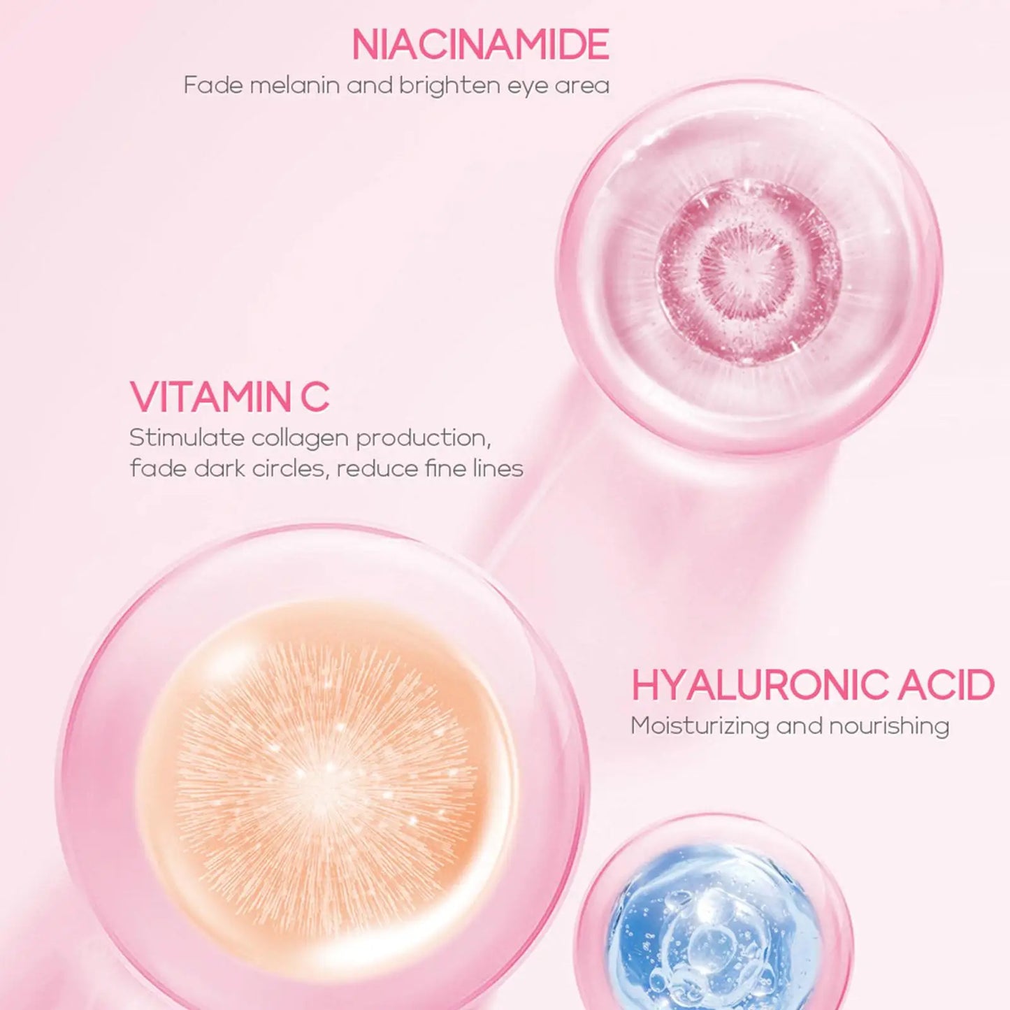 15Ml Sakura Serum Eye Massage Cream Slide Ball Essence Firming Remover Dark Circles Wrinkle Anti-Puffiness Bags under Eye Serum