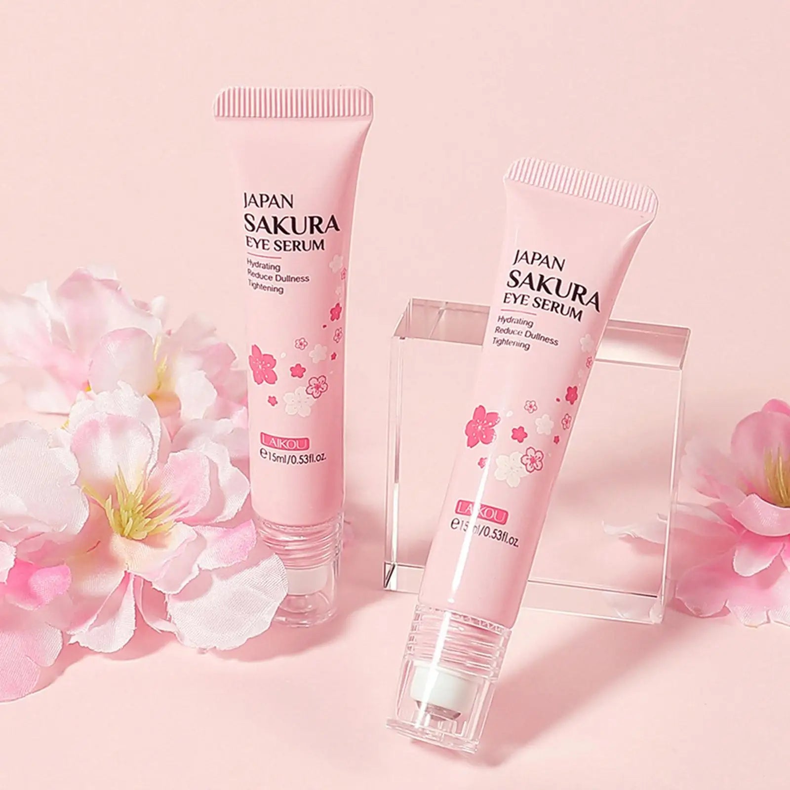 15Ml Sakura Serum Eye Massage Cream Slide Ball Essence Firming Remover Dark Circles Wrinkle Anti-Puffiness Bags under Eye Serum