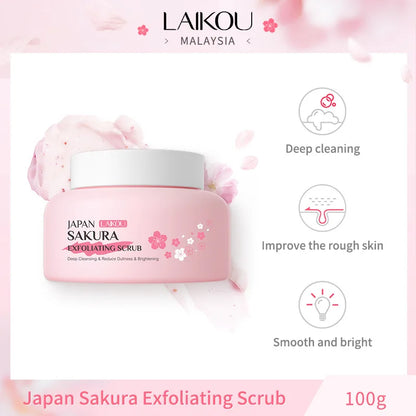 Sakura Peeling Exfoliating Scrub Blackhead Dead Skin Remove Soften Face Body Cleanser Pores Cleansing Gel Exfoliator 100G