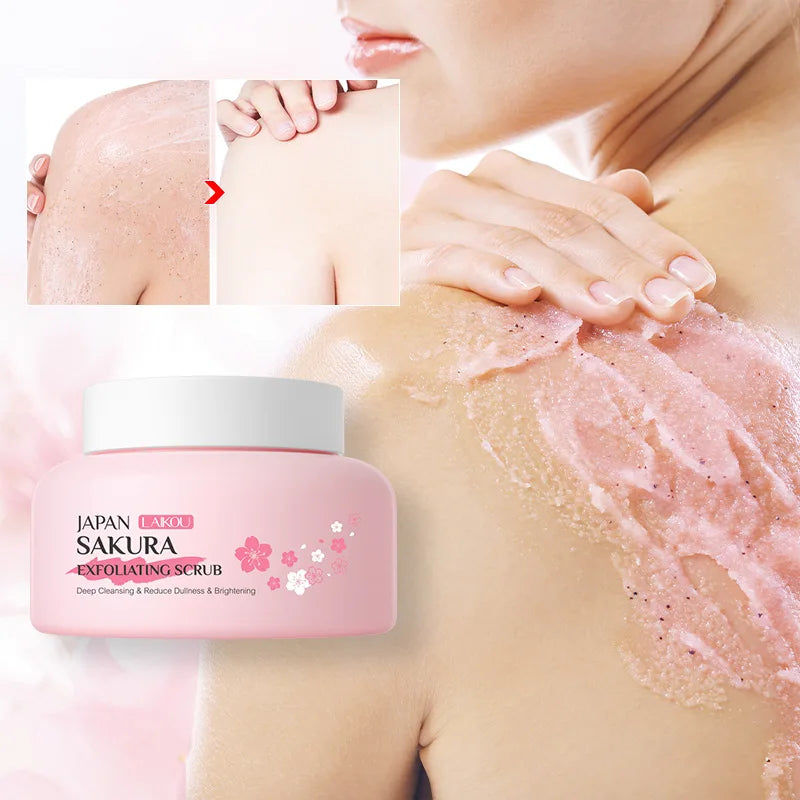 Sakura Peeling Exfoliating Scrub Blackhead Dead Skin Remove Soften Face Body Cleanser Pores Cleansing Gel Exfoliator 100G