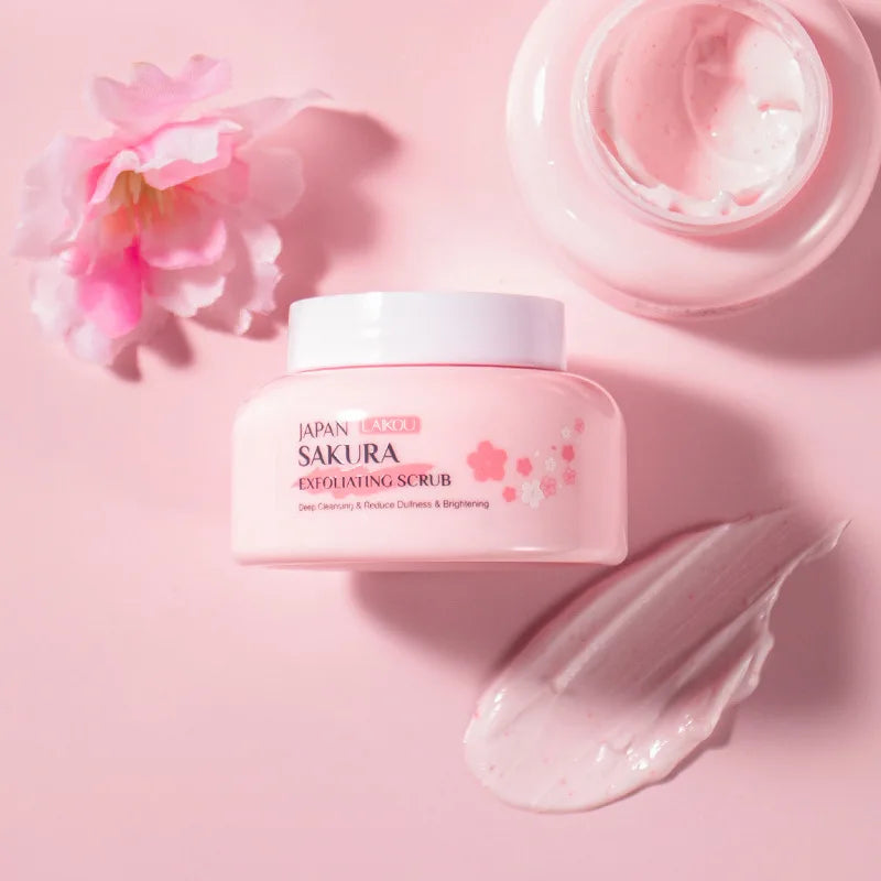Sakura Peeling Exfoliating Scrub Blackhead Dead Skin Remove Soften Face Body Cleanser Pores Cleansing Gel Exfoliator 100G