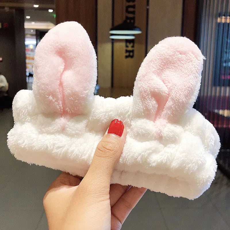 Wash Face Hair Holder Hairbands Soft Warm Coral Fleece Bow Animal Ears Headband for Women Girls Turban Fashion Hair Accessories