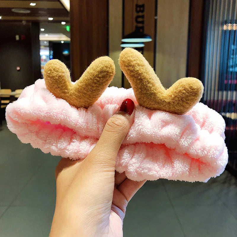 Wash Face Hair Holder Hairbands Soft Warm Coral Fleece Bow Animal Ears Headband for Women Girls Turban Fashion Hair Accessories