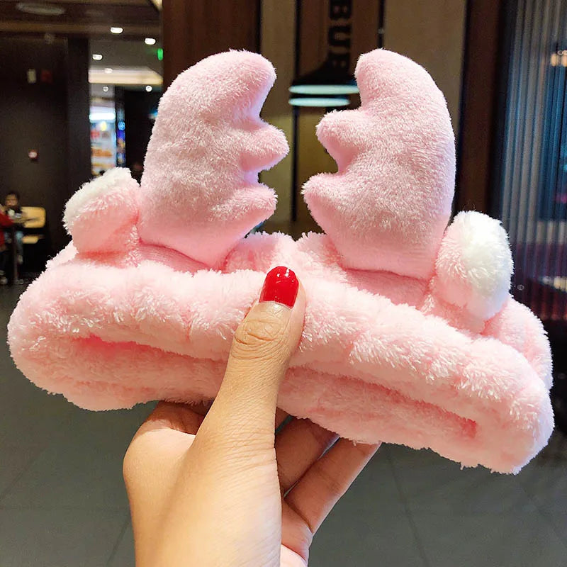 Wash Face Hair Holder Hairbands Soft Warm Coral Fleece Bow Animal Ears Headband for Women Girls Turban Fashion Hair Accessories