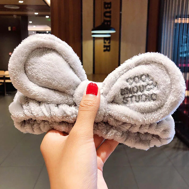 Wash Face Hair Holder Hairbands Soft Warm Coral Fleece Bow Animal Ears Headband for Women Girls Turban Fashion Hair Accessories