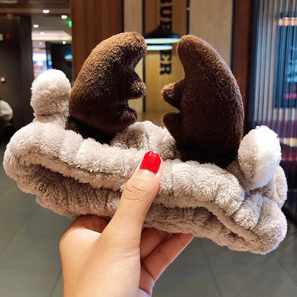 Wash Face Hair Holder Hairbands Soft Warm Coral Fleece Bow Animal Ears Headband for Women Girls Turban Fashion Hair Accessories
