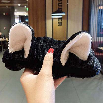 Wash Face Hair Holder Hairbands Soft Warm Coral Fleece Bow Animal Ears Headband for Women Girls Turban Fashion Hair Accessories